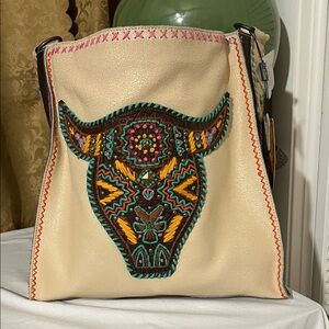 Colorful Beaded Bull Shoulder Bag